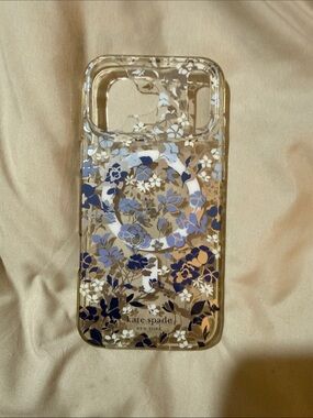 kate spade Clear Floral Phone Case with Blue Flower Print